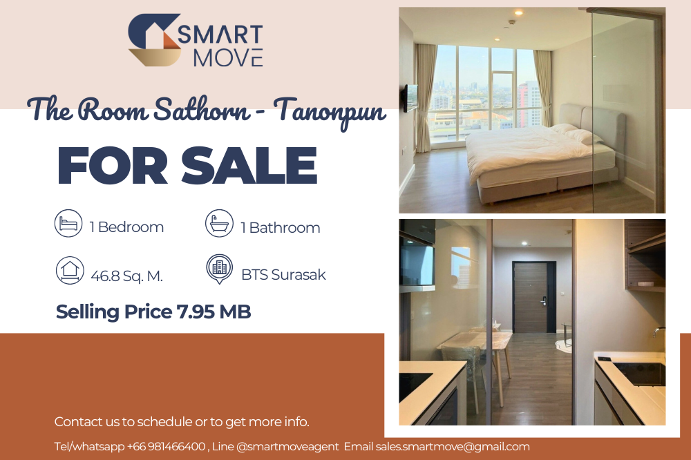 ขายคอนโดสาทร นราธิวาส : 🔥สำหรับขาย !! 🔥Code C20250200079..........The Room Sathorn - Tanonpun, 1 ห้องนอน, 1 ห้องน้ำ, ชั้นสูง 18+, แต่งครบ, ราคาพิเศษ!!📣📣