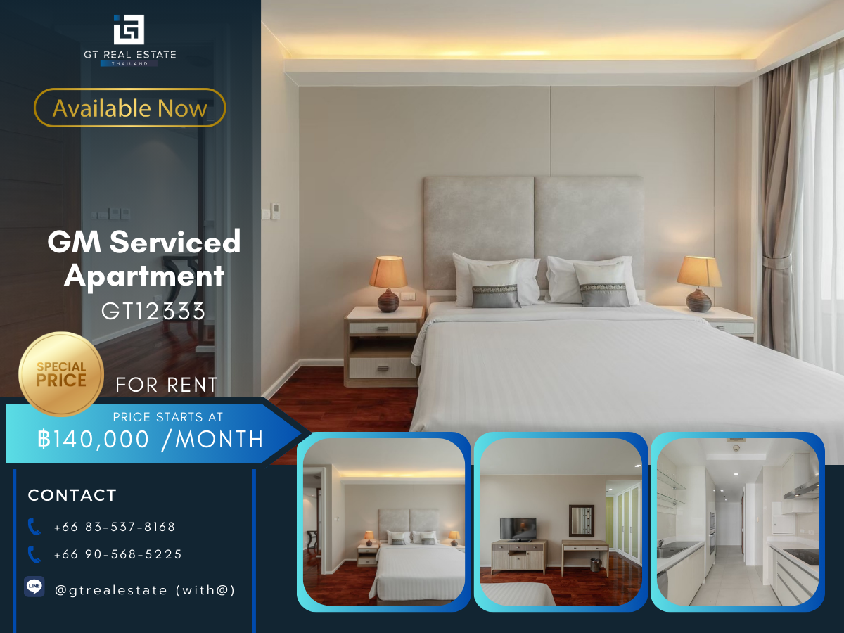 For RentCondoSukhumvit, Asoke, Thonglor : GM serviced apartment condo, beautiful room, complete furniture Ready to rent