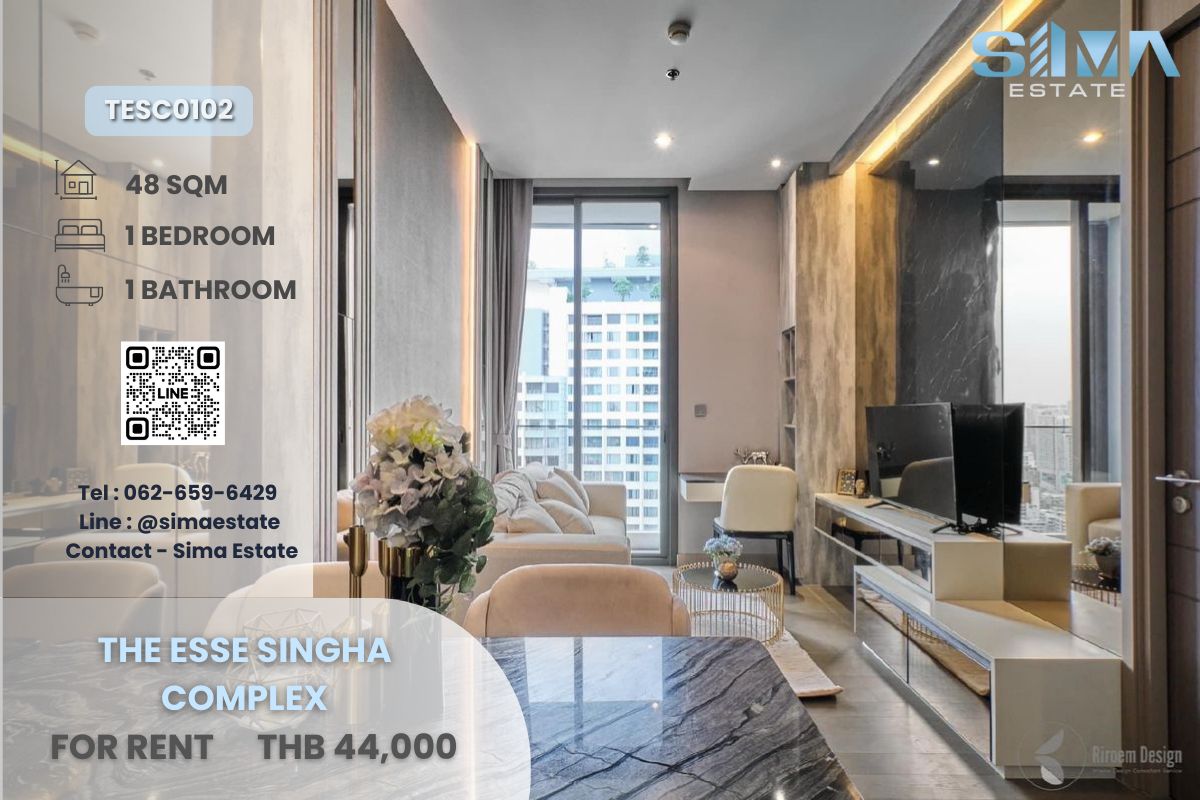 For RentCondoRama9, Petchburi, RCA : Rent ☁️The ESSE Singha Complex☁️ Beautiful room Good decoration High security condo In the heart of Phetchaburi junction ☀️ 
 
