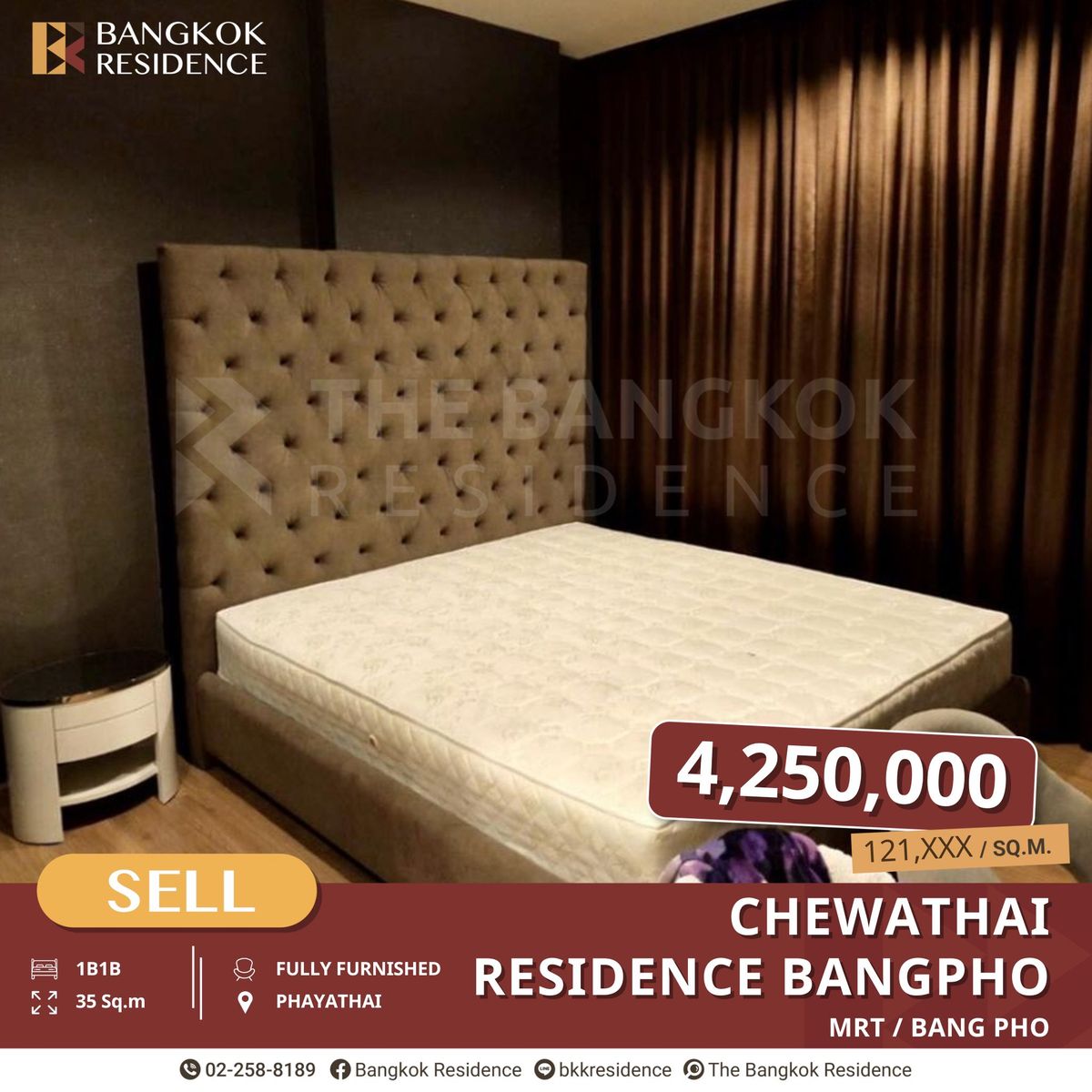 For SaleCondoBang Sue, Wong Sawang, Tao Pun : Great Value! River View Condo, “Chewathai Residence BangPho“ Near MRT Bang Pho