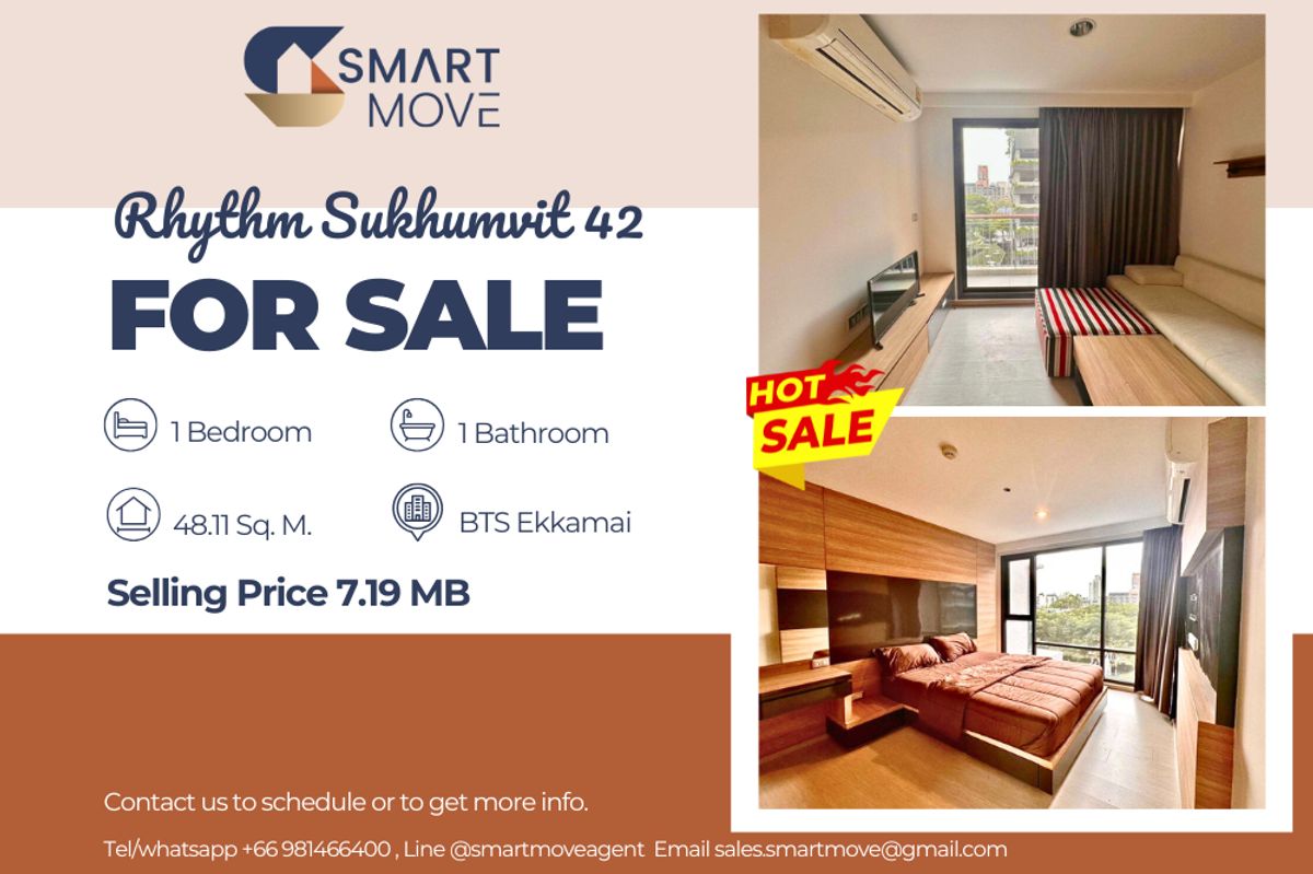 ขายคอนโดสุขุมวิท อโศก ทองหล่อ : 🔥 ขายพร้อมผู้เช่า !!🔥 Code C20240201387..........Rhythm Sukhumvit 42, 1 ห้องนอน, 1 ห้องน้ำ, แต่งครบ, ราคาพิเศษ!!📣📣