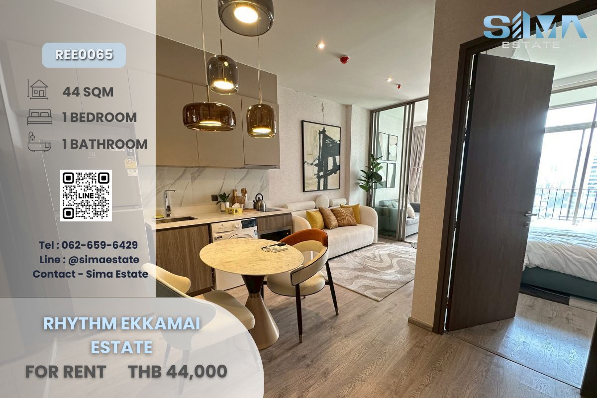 For RentCondoSukhumvit, Asoke, Thonglor : Rent ☁️RHYTHM EKKAMAI ESTATE☁️ Beautiful room Good decoration Ready to move in ☀️