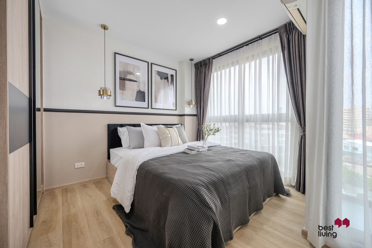 For SaleCondoOnnut, Udomsuk : 56 Sq.m. Unit in the condo with modern resort vibe ✨ 2 parking spots 🚗 and a shuttle to BTS Onnut 🚐