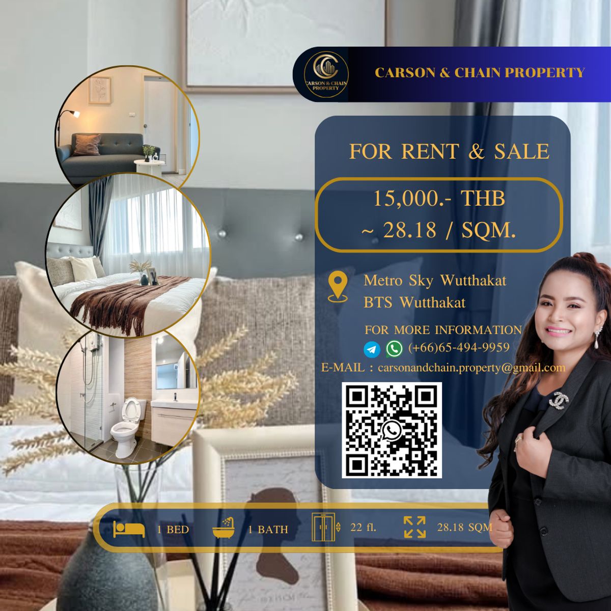 ให้เช่าคอนโดท่าพระ ตลาดพลู วุฒากาศ : Metro Sky Wutthakat