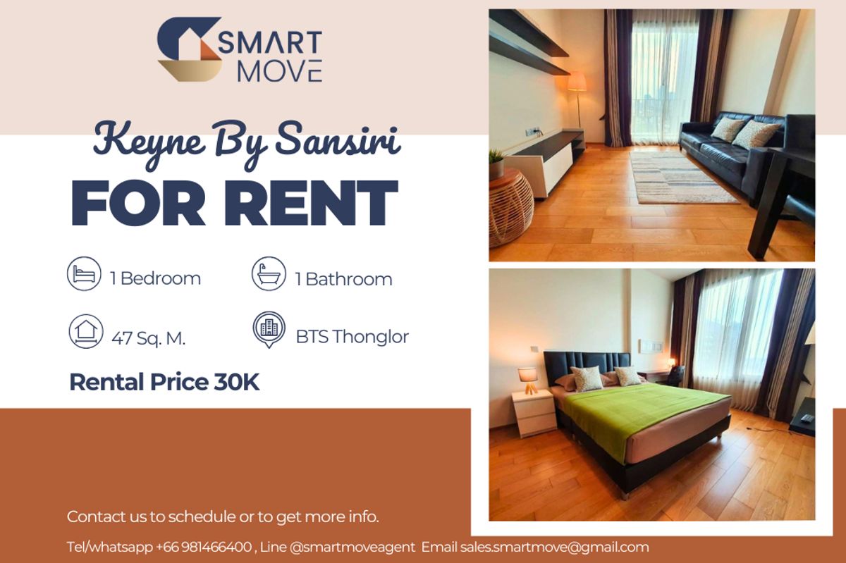 For RentCondoSukhumvit, Asoke, Thonglor : 🔥For Rent !!🔥 Code C20230112470.........Keyne By Sansiri, 1 bedroom, 1 bathroom, South Facing, furnished, ready to move in 📣📣