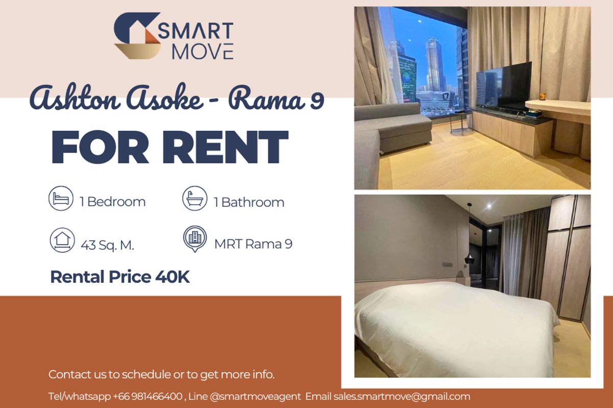 For RentCondoRama9, Petchburi, RCA : 🔥 For Rent !! 🔥 Code C20250400014.......Ashton Asoke - Rama 9, 1 bedroom, 1 bathroom, high floor 22++, furnished, ready to move in 📣📣
