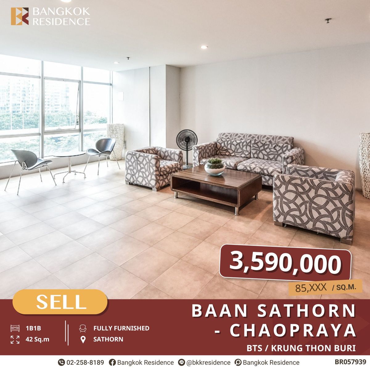For SaleCondoWongwianyai, Charoennakor : Baan Sathorn-Chaopraya, Affordable River View Condo near BTS Saphan Taksin