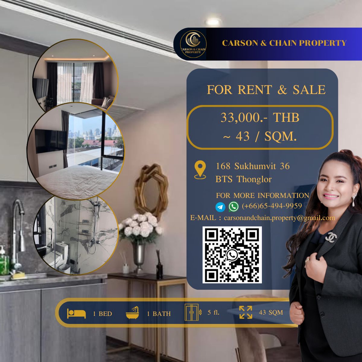 ให้เช่าคอนโดสุขุมวิท อโศก ทองหล่อ : 168 Sukhumvit 36