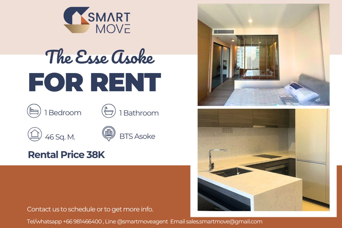 For RentCondoSukhumvit, Asoke, Thonglor : 🔥 For Rent !! luxury condo !!🔥 Code C20250400069..........The Esse Asoke, 1 bedroom, 1 bathroom, high floor 20++, furnished, ready to move in 📣📣