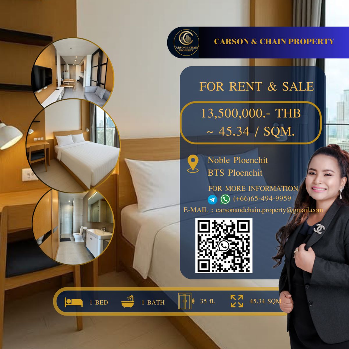 For SaleCondoWitthayu, Chidlom, Langsuan, Ploenchit : Noble Ploenchit