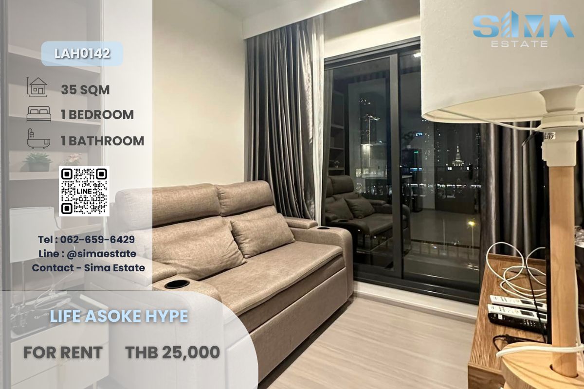 For RentCondoRama9, Petchburi, RCA : Rent ☁️Life Asoke Hype☁️ The room is very beautiful. The room is bright and well decorated. Free ready to move in ☀️  