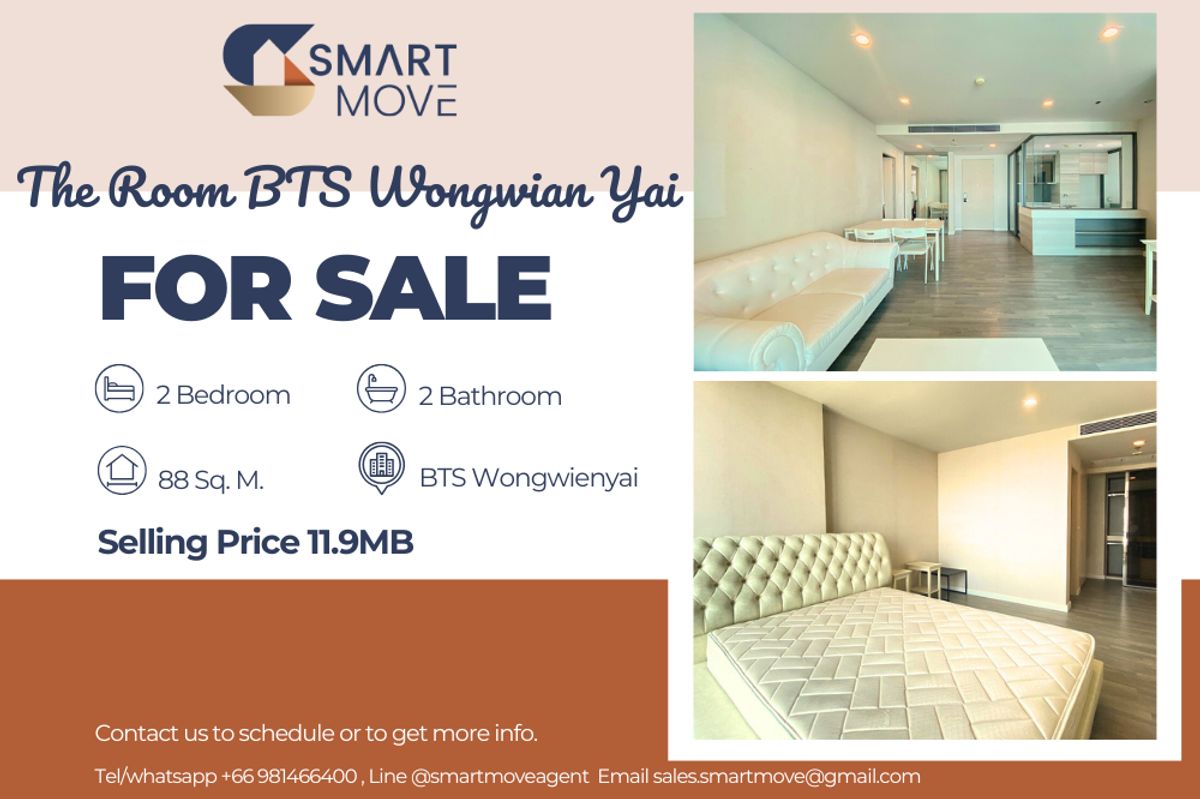 For SaleCondoWongwianyai, Charoennakor : 🔥 Code C20221204526....The Room BTS Wongwian Yai For Sale, 2 bedroom, 2 bathroom, furnished, Special Deal!! 🔥
