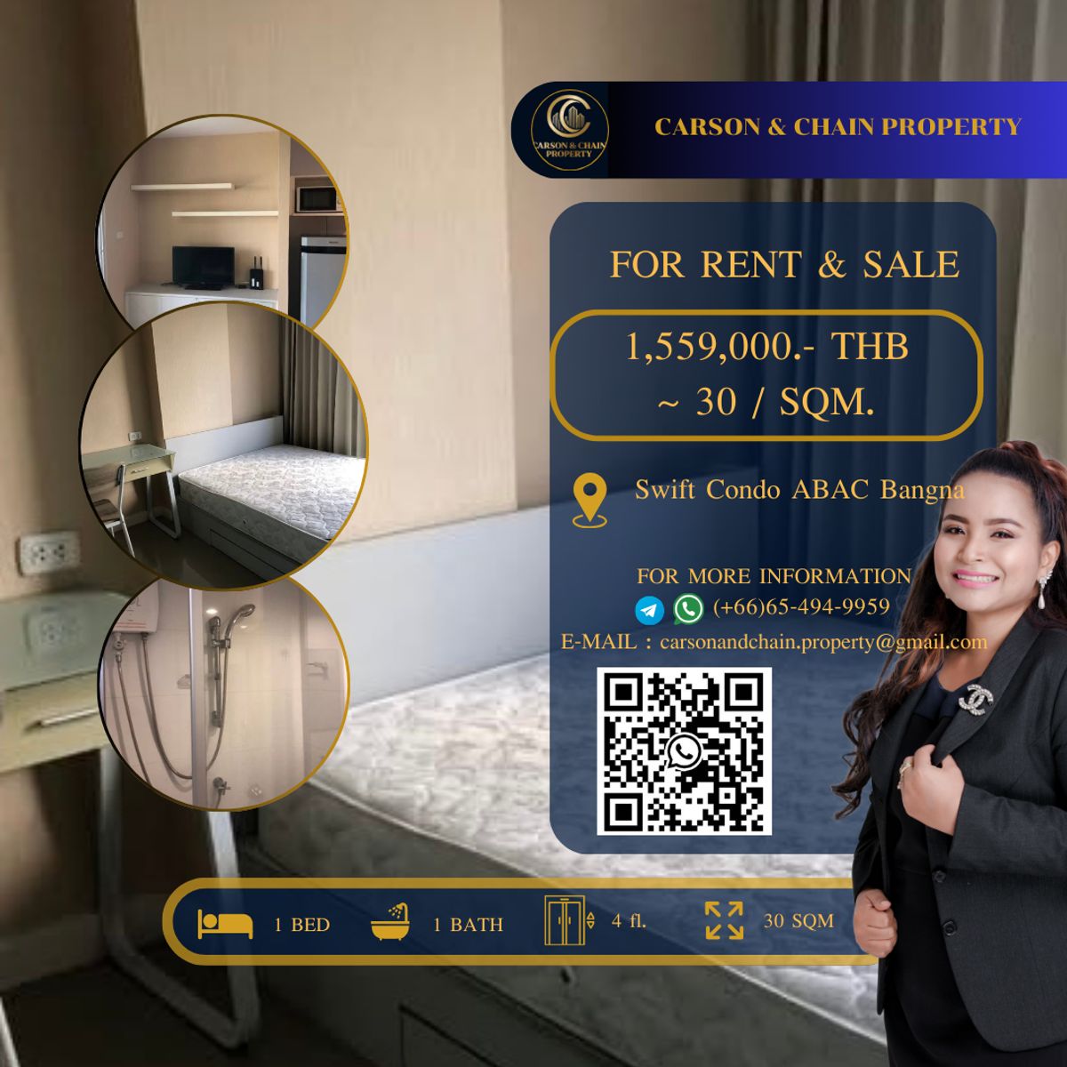 For SaleCondoBangna, Bearing, Lasalle : Swift Condo ABAC Bangna