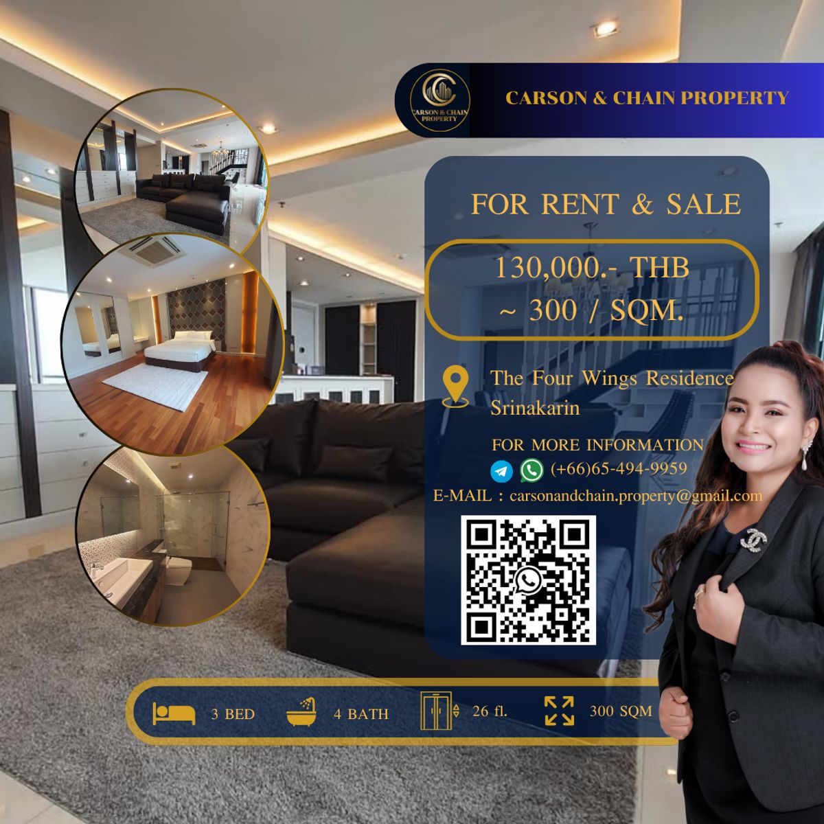 ให้เช่าคอนโดพัฒนาการ ศรีนครินทร์ : The Four Wings Residence Srinakarin