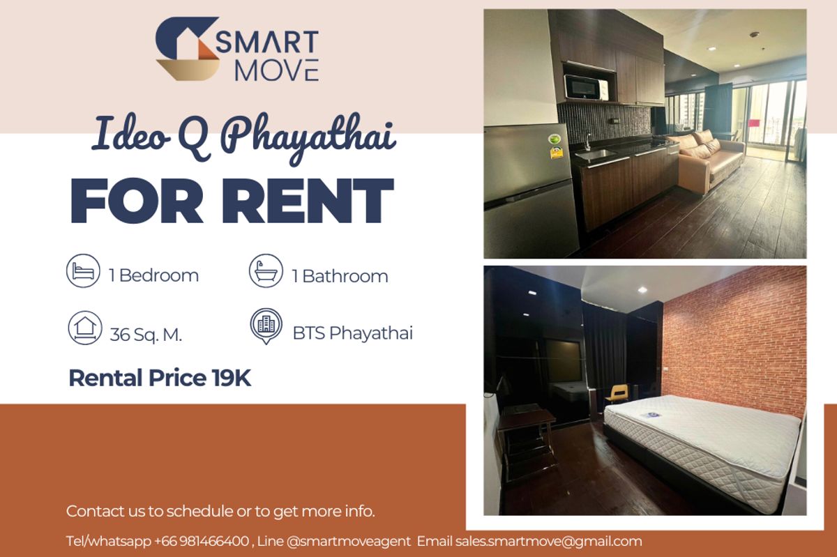 For RentCondoRatchathewi,Phayathai : 🔥For Rent !!🔥 Code C20230106708..........Ideo Q Phayathai, 1 bedroom, 1 bathroom, high floor 17++, furnished, ready to move in 📣📣