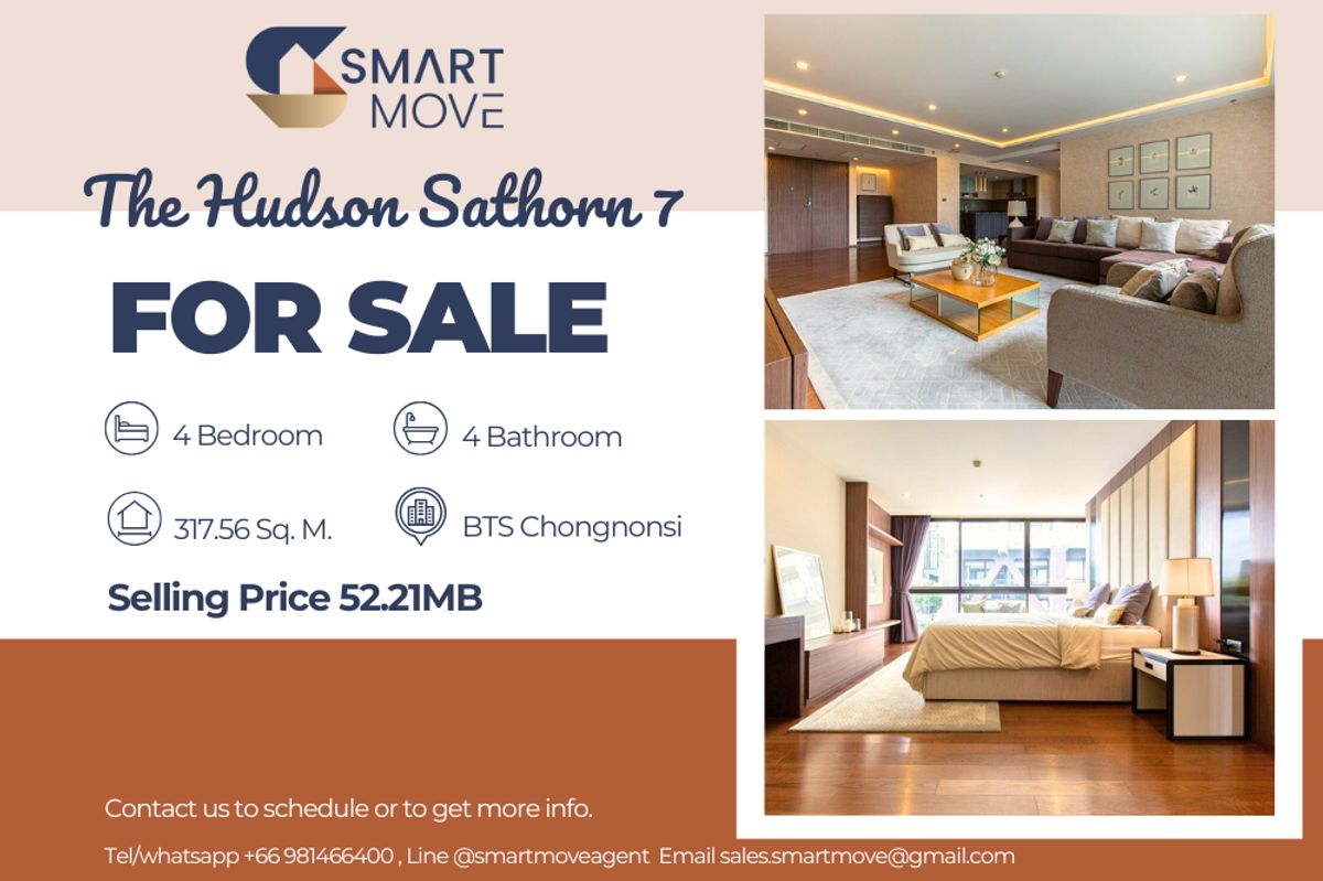 ขายคอนโดสาทร นราธิวาส : 🔥 ขายพร้อมผู้เช่า !!🔥 Code C20250500004..........The Hudson Sathorn 7, 4 ห้องนอน, 4 ห้องน้ำ, ชั้นสูง 10++, แต่งครบ, ราคาพิเศษ!!📣📣