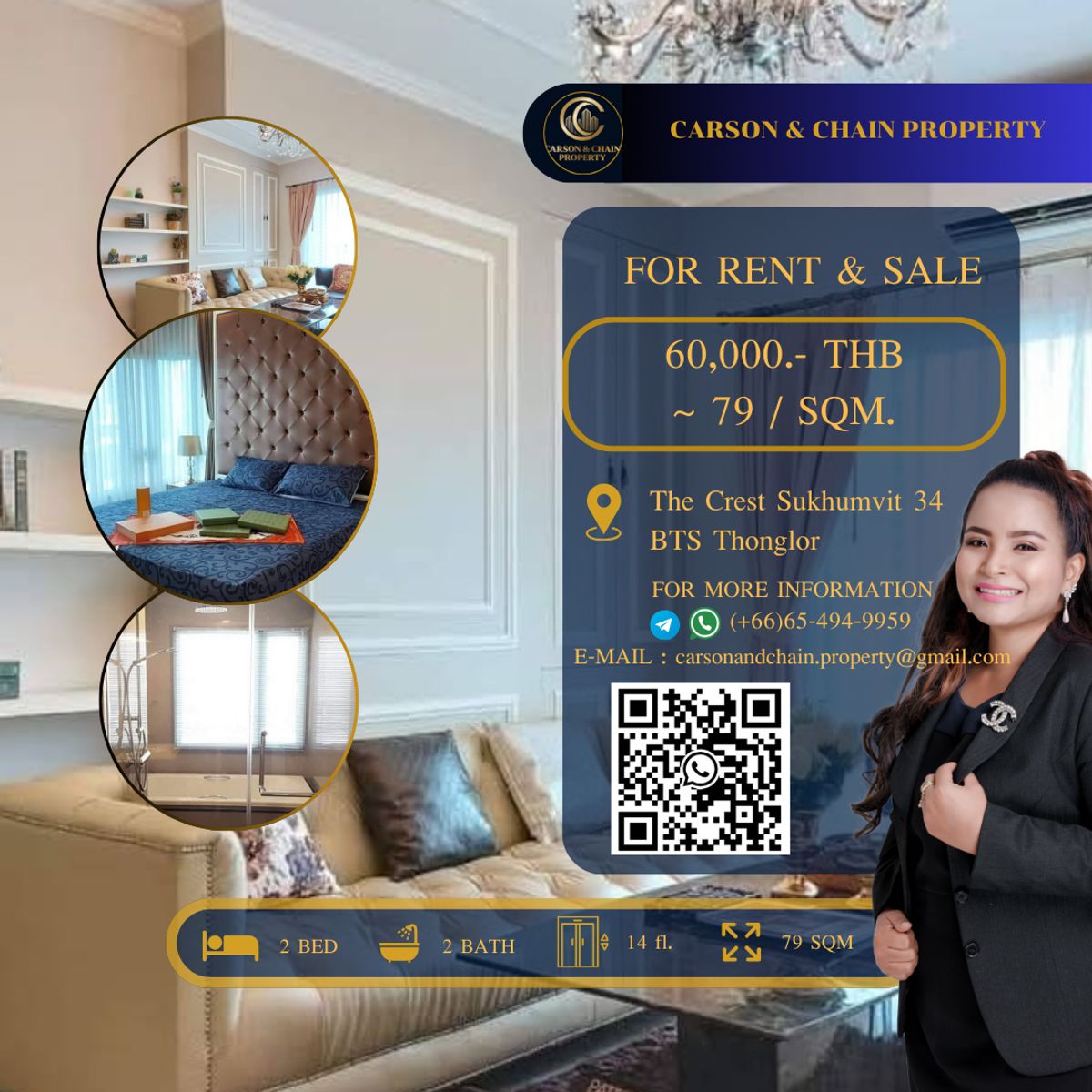 ให้เช่าคอนโดสุขุมวิท อโศก ทองหล่อ : The Crest Sukhumvit 34