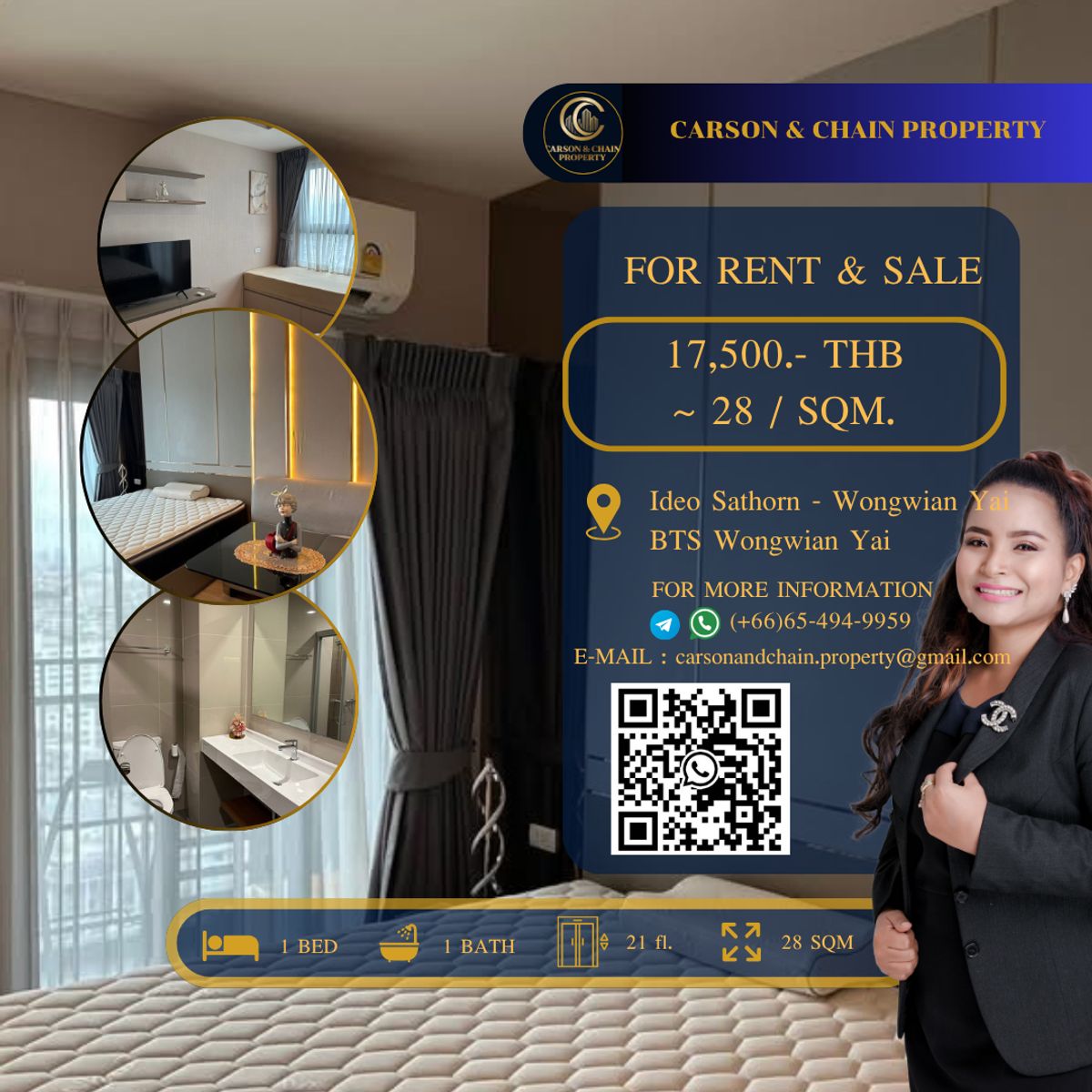 ให้เช่าคอนโดวงเวียนใหญ่ เจริญนคร : Ideo Sathorn - Wongwian Yai