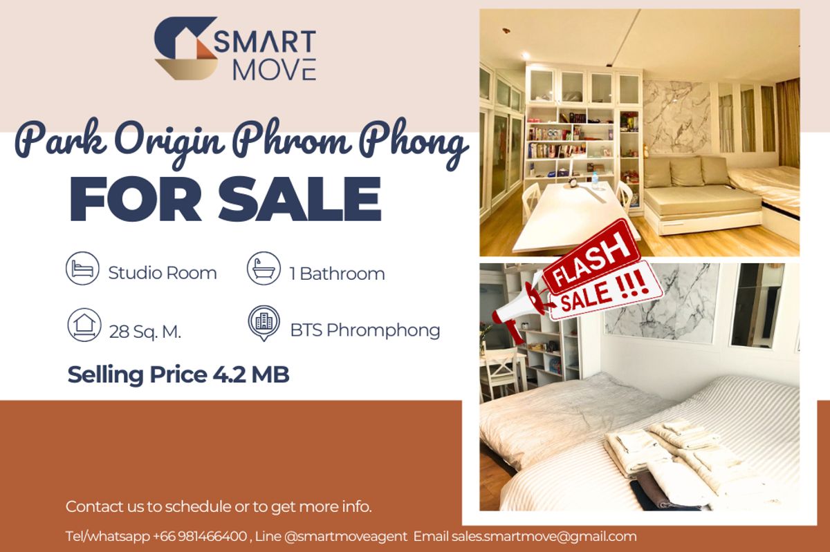 ขายคอนโดสุขุมวิท อโศก ทองหล่อ : 🔥 สำหรับขาย !!🔥 Code C20230600096..........Park Origin Phrom Phong, ห้องสตูดิโอ, 1 ห้องน้ำ, แต่งครบ, ราคาพิเศษ !!📣📣