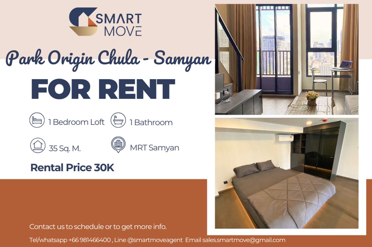 For RentCondoSiam Paragon ,Chulalongkorn,Samyan : 🔥 FOR RENT !!🔥 Code C20241000047..........Park Origin Chula - Samyan, 1 bedroom, 1 bathroom, high floor, furnished, ready to move in📣📣
