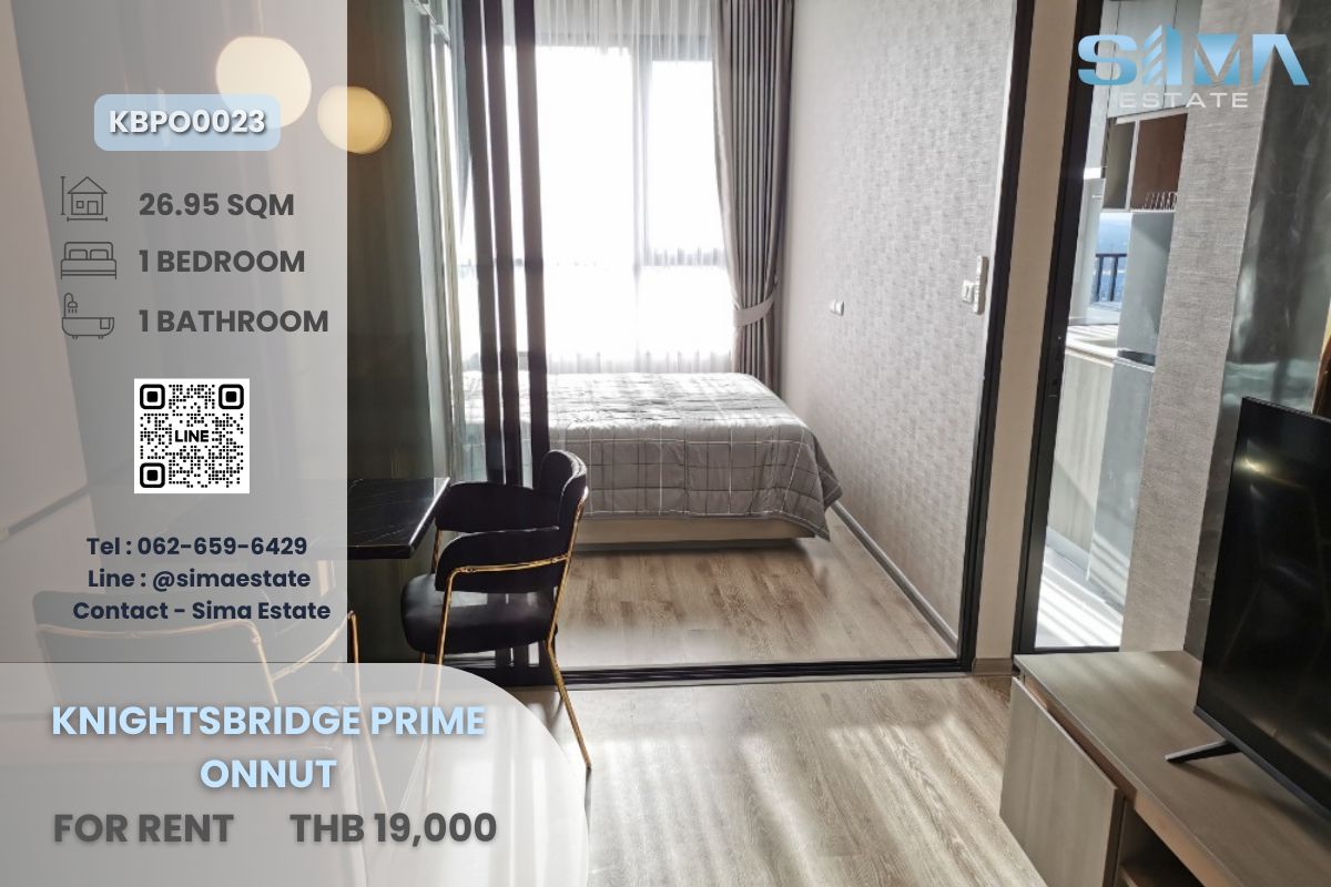 For RentCondoOnnut, Udomsuk : For rent ☁️Knightsbridge Prime Onnut☁️Beautiful room, high floor, well decorated, ready to move in☀️