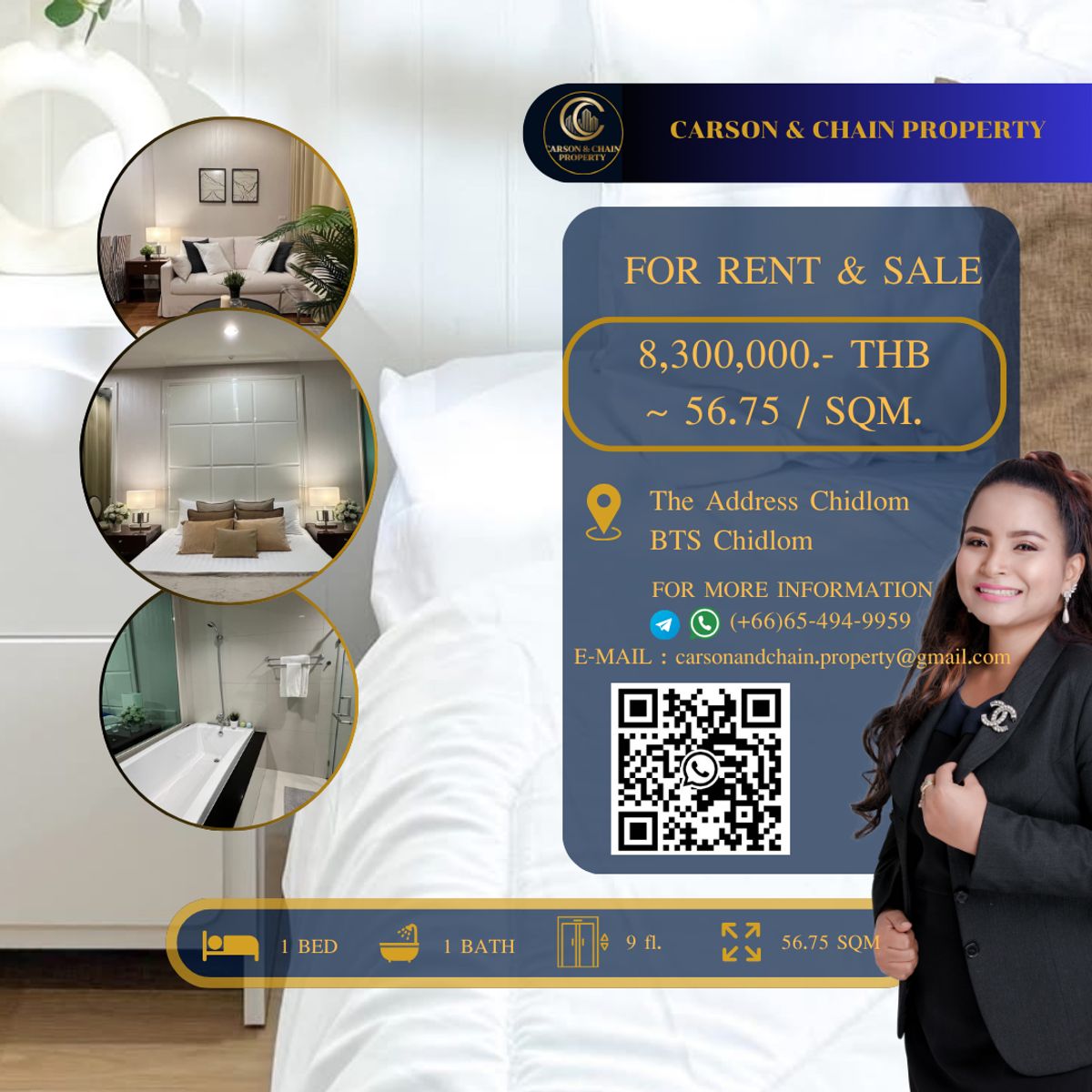 For SaleCondoWitthayu, Chidlom, Langsuan, Ploenchit : The Address Chidlom