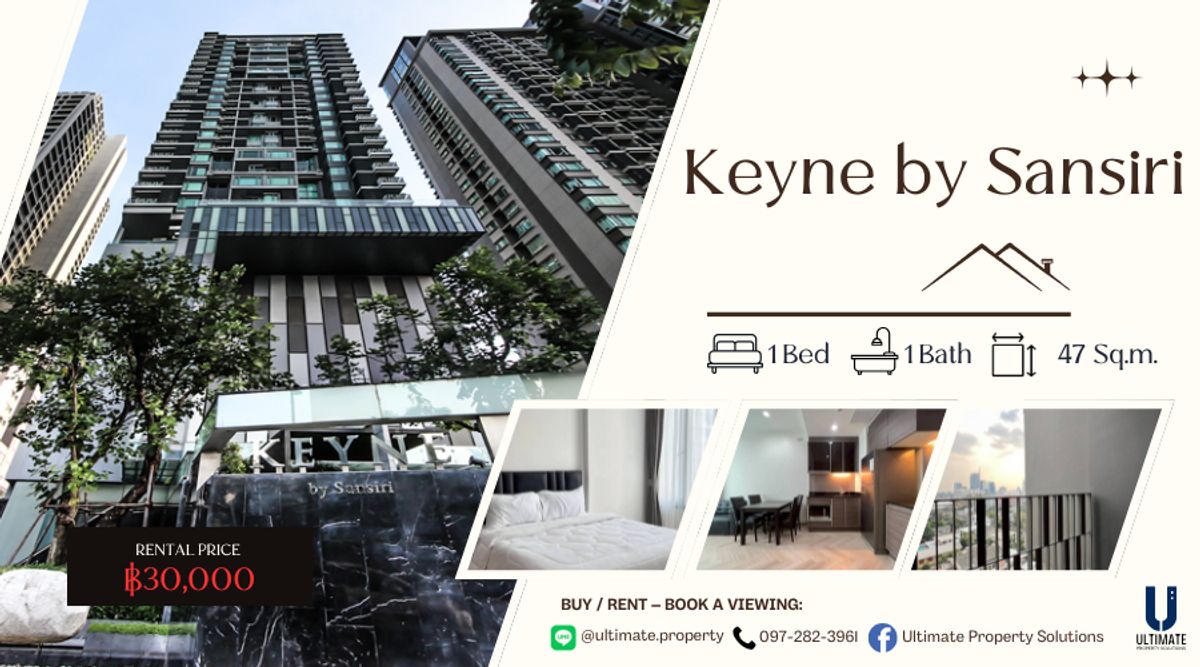 For RentCondoSukhumvit, Asoke, Thonglor : Hot Deal!  Keyne 1 bedroom, 47 sq.m., only 30k only with the condo next to BTS Thonglor.