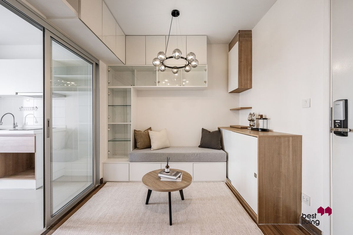 For SaleCondoRattanathibet, Sanambinna : 《Next to 𝗠𝗥𝗧 🚆》1️⃣ Bedroom, 1️⃣4️⃣th floor with city view 🏙️ | Smart storage-friendly layout | Near 𝗧𝗵𝗲 𝗠𝗮𝗹𝗹 & 𝗘𝘀𝗽𝗹𝗮𝗻𝗮𝗱𝗲 🛍️