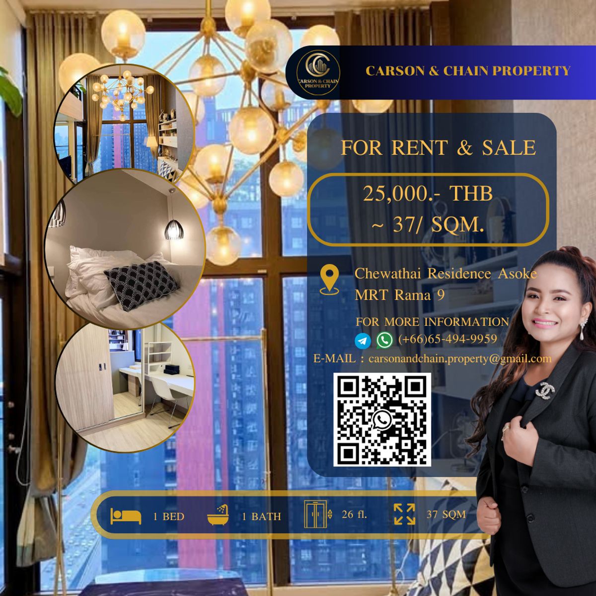 For RentCondoRama9, Petchburi, RCA : CHATAThai Residence Asoke