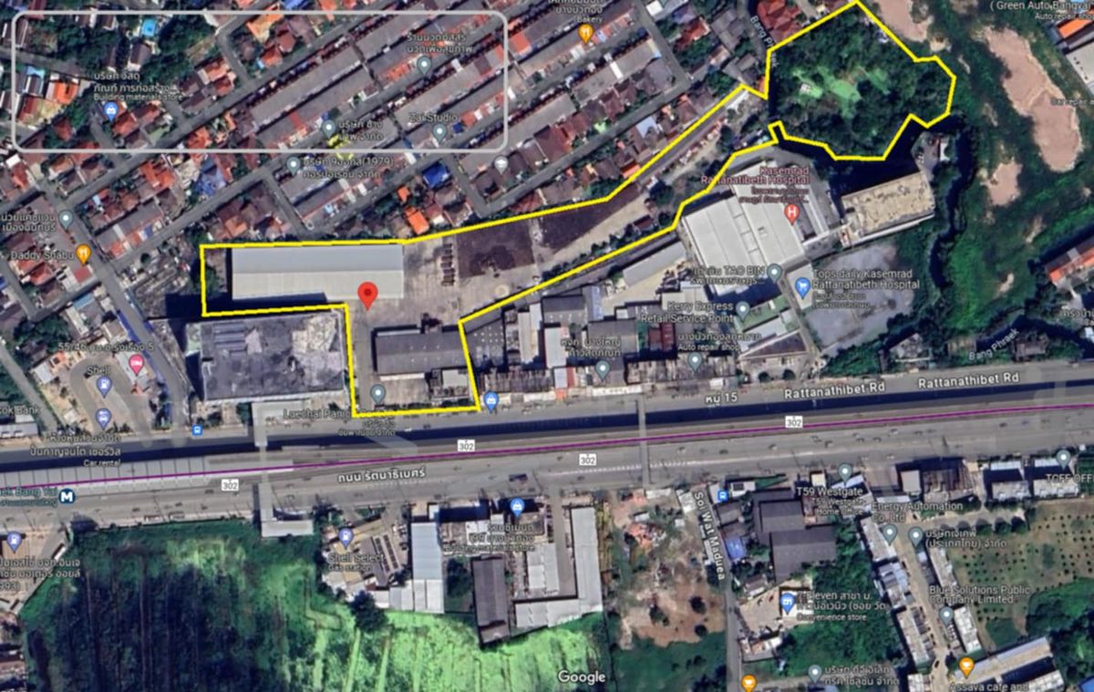 ให้เช่าที่ดินรัตนาธิเบศร์ สนามบินน้ำ พระนั่งเกล้า : ให้เช่าที่ดิน ติดรถไฟฟ้าสายสีม่วง ติดถนนรัตนาธิเบศร์