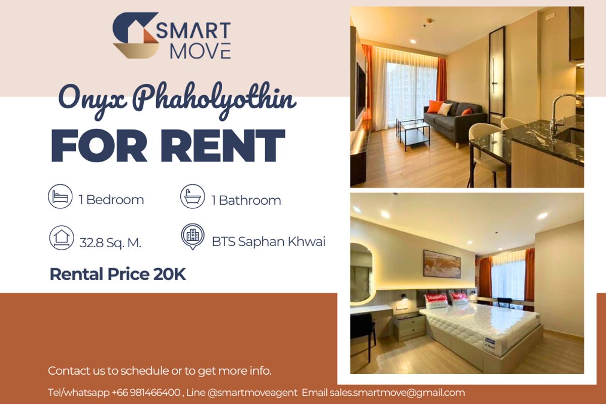 For RentCondoSapankwai,Jatujak : 🔥 For Rent !! Newly renovated !!🔥 Code C20231200271..........Onyx Phaholyothin, 1 bedroom, 1 bathroom, furnished, ready to move in 📣📣
