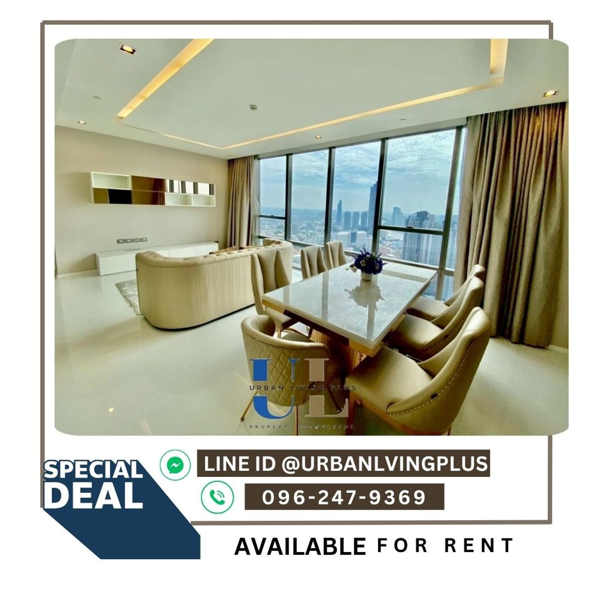 ให้เช่าคอนโดสาทร นราธิวาส : ( U20250611300 ) Tel/Line 096-2479369 , ให้เช่า The Bangkok Sathorn , 2 ห้องนอน, 2 ห้องน้ำ, ขนาด 119.47 ตร.ม. ชั้นสูง, ห้องสวย, พร้อมเข้าอยู่