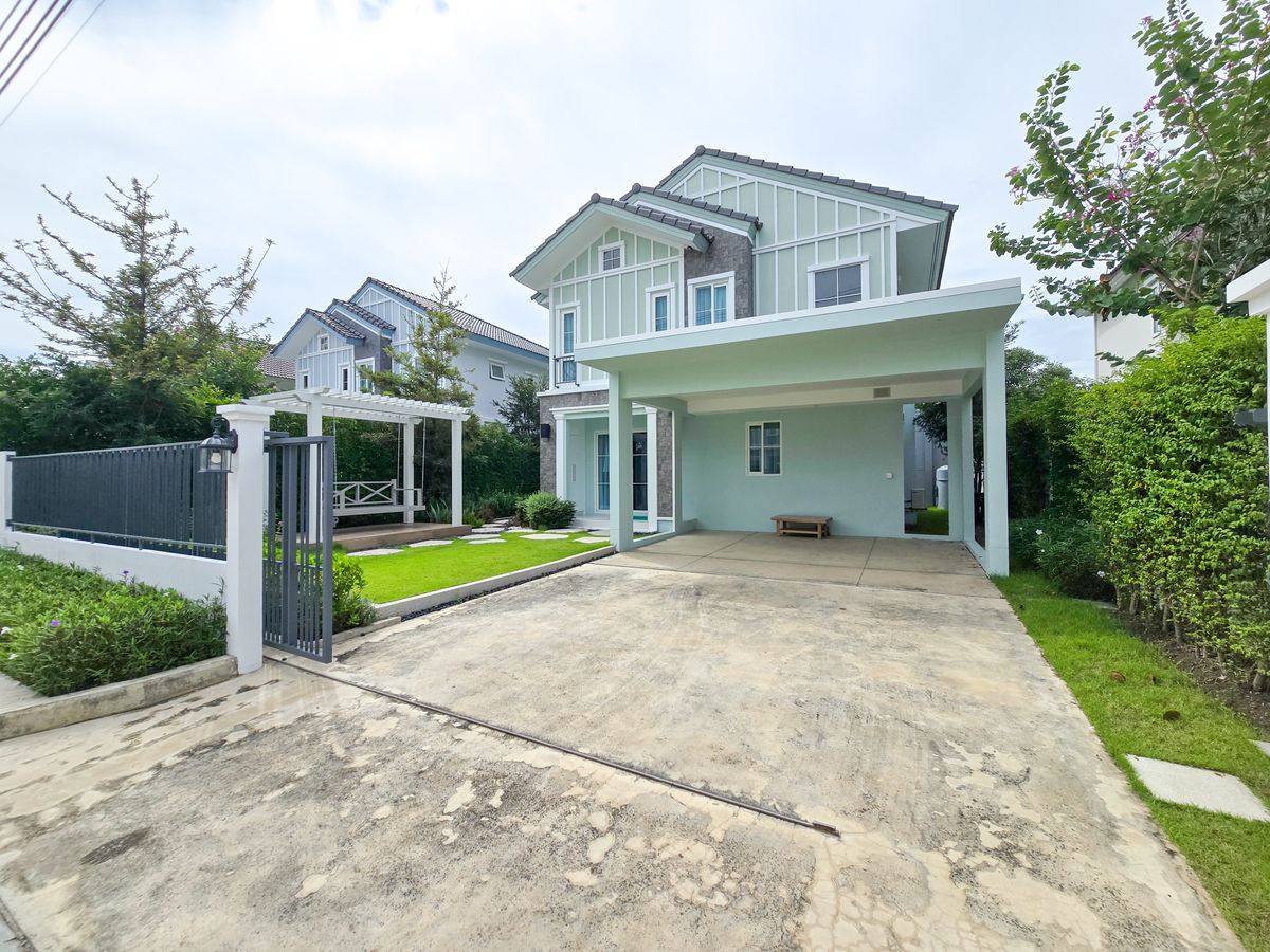 For RentHouseBangna, Bearing, Lasalle : For rent, single house, Villaggio 2 Srinakarin-Bangna, beautifully decorated, very good common area, good vibe