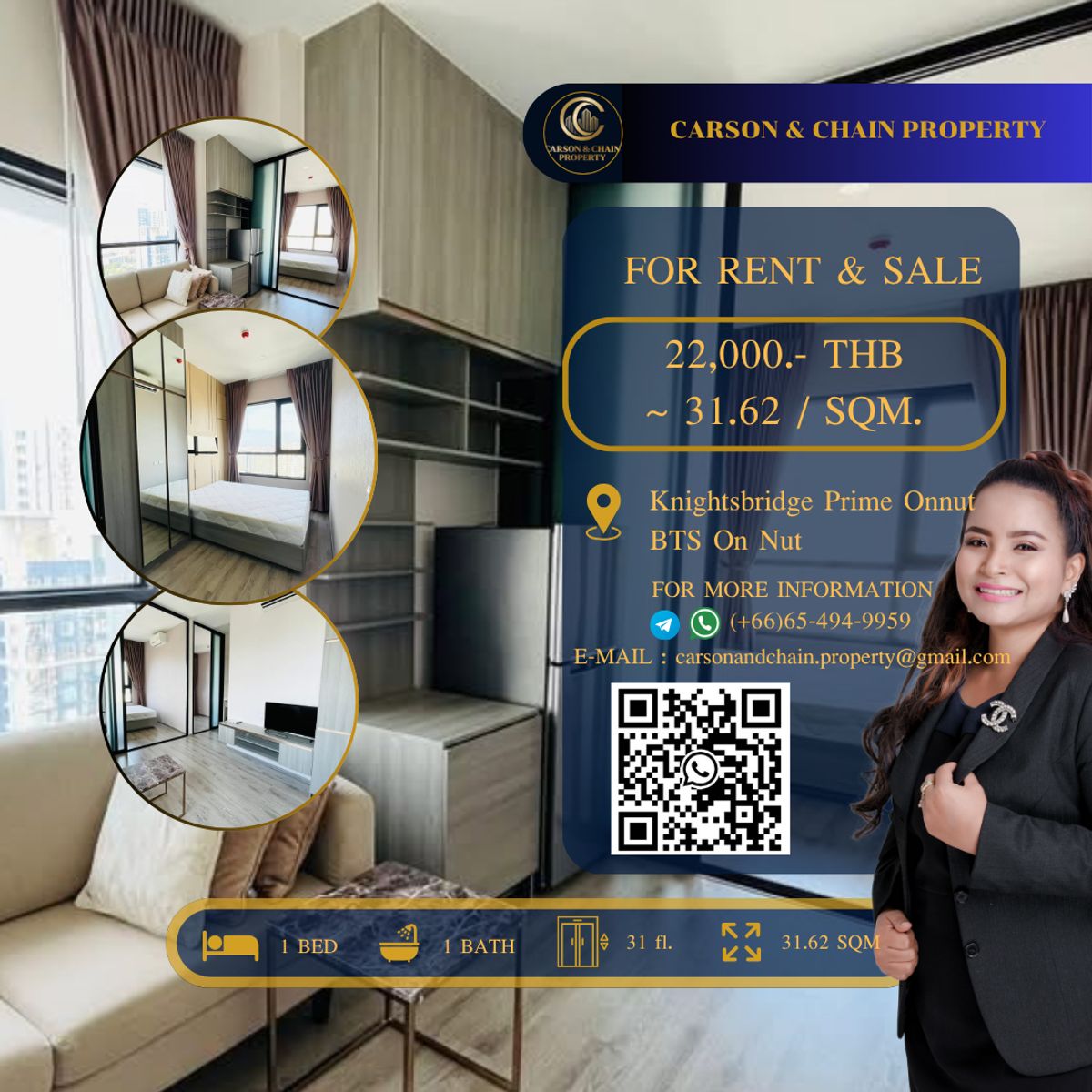 ให้เช่าคอนโดอ่อนนุช อุดมสุข : Knightsbridge Prime Onnut