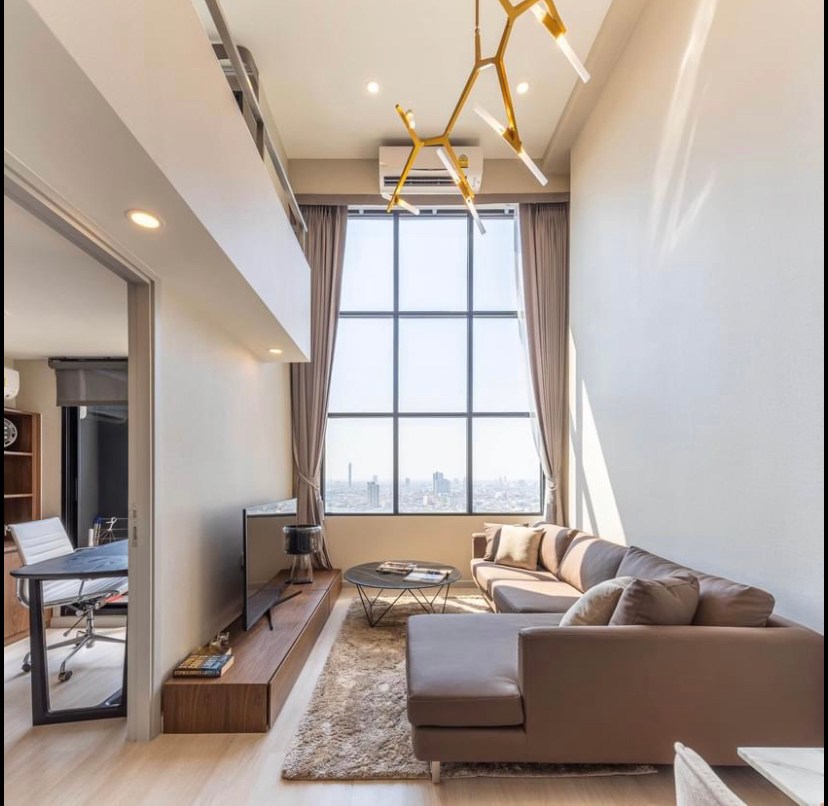 For RentCondoSathorn, Narathiwat : Knightsbridge Prime Sathorn for rent Duplex 1 bedroom 44 sq.m. fl.33 City view Fully furnished, Ready move in near BTS Chongnonsri