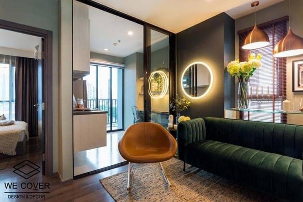 For RentCondoOnnut, Udomsuk : Rent The Base Park West  29.78 sq m, 15,000 Fully Furniture living room, kitchen (closed kitchen)