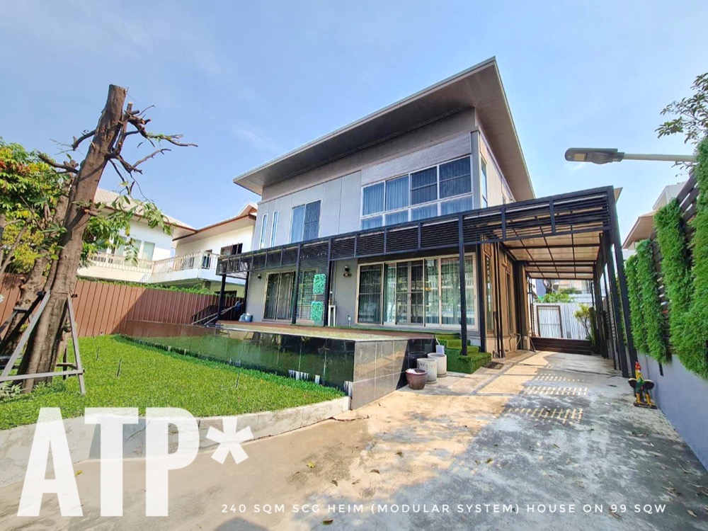 For RentHouseRamkhamhaeng, Hua Mak : **Sale/Rent** SCG HEIM single house (2 floors/2 bedrooms/3 bathrooms/full air conditioner/furnished + western kitchen/2 parking spaces) + swimming pool + maids house (2 bedrooms/1 bathroom with Thai Kitchen @ Hua Mak - Rama 9